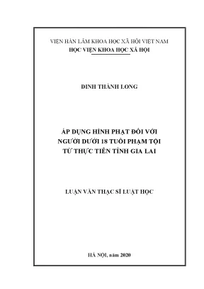 Luận án tiến sĩ áp dụng hình phạt đối với người dưới 18 tuổi phạm tội từ thực tiễn tỉnh gia lai