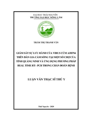 Luận văn tốt nghiệp giám sát sự lưu hành virus cúm a h5n6 trên đàn gia cầm sống tại một số chợ của tỉnh quảng ninh và ứng dụng phương pháp real time rt pcr trong chẩn đoán bệnh