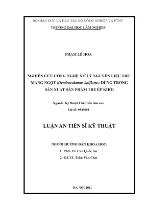 Luận án tiến sĩ nghiên cứu công nghệ xử lý nguyên liệu tre măng ngọt dendrocalamus latiflorus dùng trong sản xuất sản phẩm tre ép khối