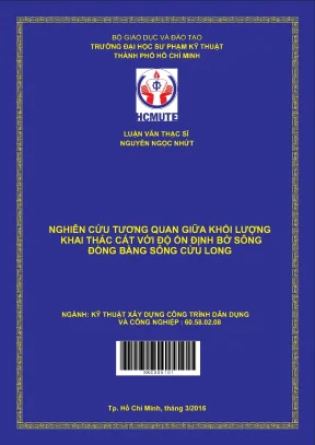 Luận văn thạc sĩ hcmute nghiên cứu tương quan giữa khối lượng khai thác cát với độ ổn định bờ sông đồng bằng sông cửu long