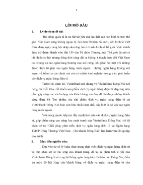 Luận văn thạc sĩ giải pháp phát triển dịch vụ ngân hàng điện tử tại ngân hàng thương mại cổ phần công thương việt nam chi nhành đồng nai luận văn thạc sĩ