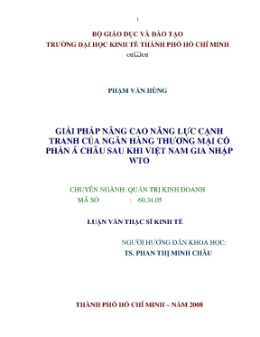 Luận văn thạc sĩ giải pháp nâng cao năng lực cạnh tranh của ngân hàng thương mại cổ phần á châu sau khi việt nam gia nhập wto