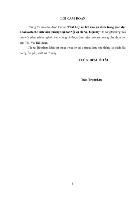 Luận văn tốt nghiệp phát huy vai trò của gia đình trong giáo dục nhân cách cho sinh viên trường đại học nội vụ hà nội hiện nay