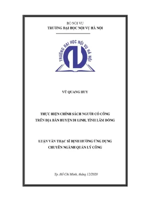 Luận văn thạc sĩ thực hiện chính sách người có công trên địa bàn huyện di linh tỉnh lâm đồng