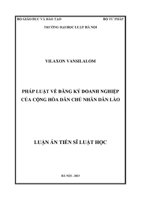 Luận án tiến sĩ pháp luật về đăng ký doanh nghiệp của cộng hòa dân chủ nhân dân lào