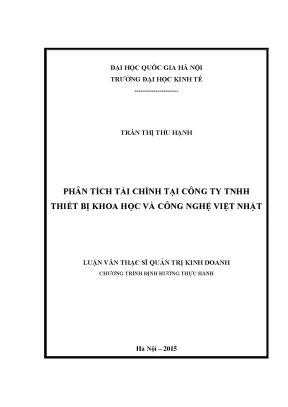 Luận văn thạc sĩ phân tích tài chính tại công ty tnhh thiết bị khoa học và công nghệ việt nhật