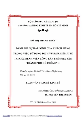 Luận văn thạc sĩ đánh giá sự hài lòng của khách hàng trong việc sử dụng bảo hiểm y tế tại các bệnh viện công lập trên địa bàn thành phố hồ chí minh