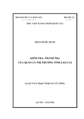 Luận văn thạc sĩ kiểm tra thanh tra của quản lý thị trường tỉnh lào cai