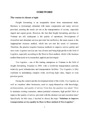 Luận văn tốt nghiệp solutions to improve transportation service quality by door to door method of tico logistics