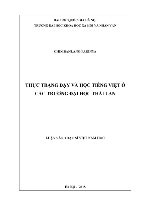 Luận văn thạc sĩ thực trạng dạy và học tiếng việt ở các trường đại học thái lan