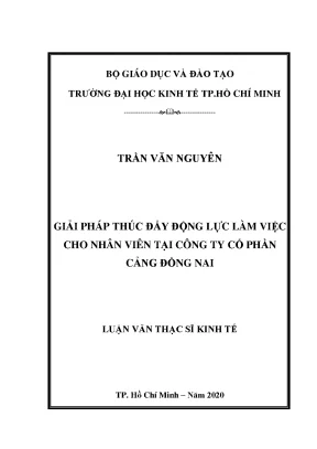 Luận văn thạc sĩ giải pháp thúc đẩy động lực làm việc cho nhân viên tại công ty cổ phần cảng đồng nai