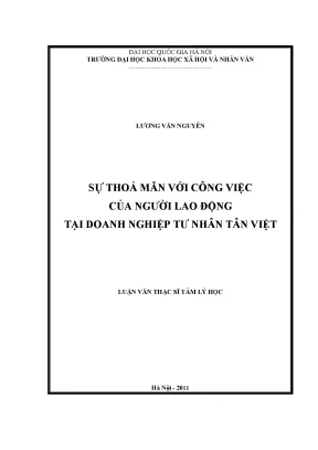 Luận văn thạc sĩ sự thỏa mãn với công việc của người lao động tại doanh nghiệp tư nhân tân việt