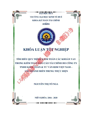 Luận văn tốt nghiệp tìm hiểu quy trình kiểm toán các khoản vay trong kiểm toán báo cáo tài chính do công ty tnhh kiểm toán tư vấn rsm việt nam chi nhánh miền trung thực hiện