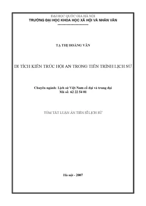 Luận án tiến sĩ di tích kiến trúc hội an trong tiến trình lịch sử