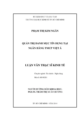 Luận văn thạc sĩ quản trị danh mục tín dụng tại ngân hàng thương mại cổ phần việt á