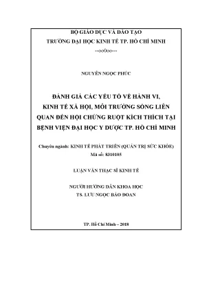 Luận văn thạc sĩ đánh giá các yếu tố về hành vi kinh tế xã hội môi trường sống liên quan đến hội chứng ruột kích thích tại bệnh viện đại học y dược tp hồ chí minh