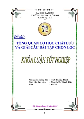 Luận văn tốt nghiệp tổng quan cơ học chất lưu và giải các bài tập chọn lọc