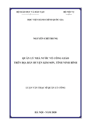 Luận văn thạc sĩ quản lý nhà nước về công giáo trên địa bàn huyện kim sơn tỉnh ninh bình