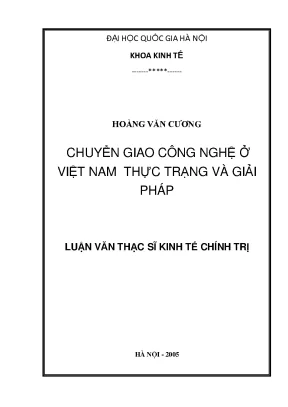 Luận văn thạc sĩ chuyển giao công nghệ ở việt nam thực trạng và giải pháp