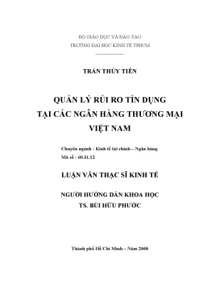 Luận văn thạc sĩ quản lý rủi ro tín dụng tại các ngân hàng thương mại việt nam