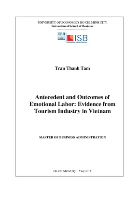 Luận văn thạc sĩ antecedent and outcomes emotional labor evidence from tourism industry in viet nam