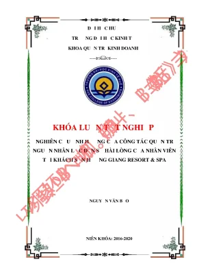 Luận văn tốt nghiệp nghiên cứu ảnh hưởng của công tác quản trị nguồn nhân lực đến sự hài lòng của nhân viên tại khách sạn hương giang resort spa
