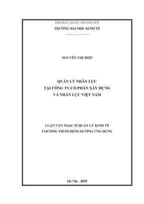 Luận văn thạc sĩ quản lý nhân lực tại công ty cổ phần xây dựng và nhân lực việt nam