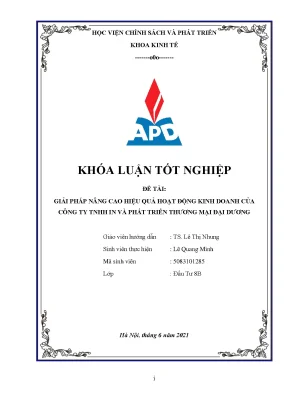 Luận văn tốt nghiệp giải pháp nâng cao hiệu quả hoạt động kinh doanh công ty tnhh in và phát triển thương mại đại dương
