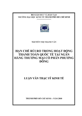 Luận văn thạc sĩ hạn chế rủi ro trong hoạt động thanh toán quốc tế tại ngân hàng tmcp phương đông luận văn thạc sĩ