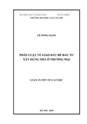 Luận án tiến sĩ pháp luật về giao đất để đầu tư xây dựng nhà ở thương mại