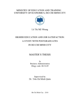 Luận văn thạc sĩ higher education and job satisfaction a stydy with postgraduates in ho chi minh city