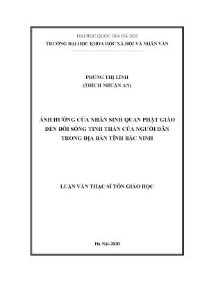 Luận văn thạc sĩ ảnh hưởng của nhân sinh quan phật giáo đến đời sống tinh thần của người dân trong địa bàn tỉnh bắc ninh