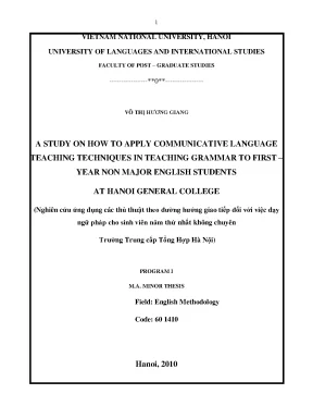 Luận văn thạc sĩ a study on how to apply communicative language teaching techniques in teaching grammar to first year non major english students at hanoi general college