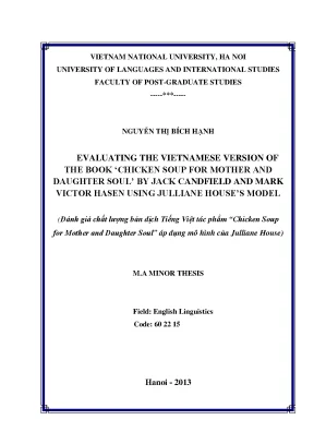 Luận văn thạc sĩ evaluating the vietnamese version of the book chicken soup for mother and daughter soul by jack candfield and mark victor hasen using julliane houses model