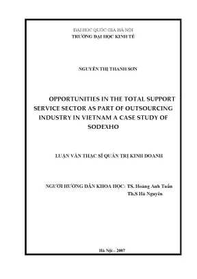 Luận văn thạc sĩ opportunities in the total support service sector as part of oursourcing industry in vietnam a case study of sodexho business administration