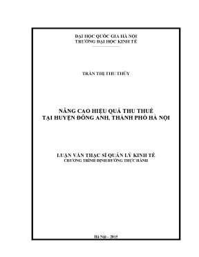 Luận văn thạc sĩ nâng cao hiệu quả thu thuế tại huyện đông anh thành phố hà nội