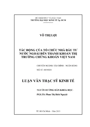 Luận văn thạc sĩ tác động của tổ chức nhà đầu tư nước ngoài đến thanh khoản thị trường chứng khoán việt nam luận văn thạc sĩ