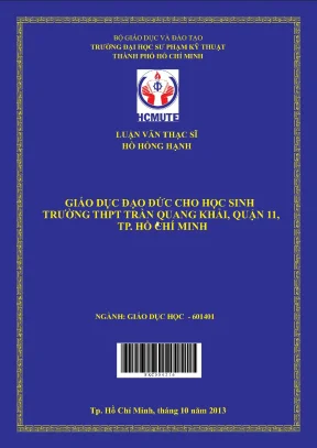 Luận văn thạc sĩ hcmute giáo dục đạo đức cho học sinh trường thpt trần quang khải quận 11 tp hồ chí minh