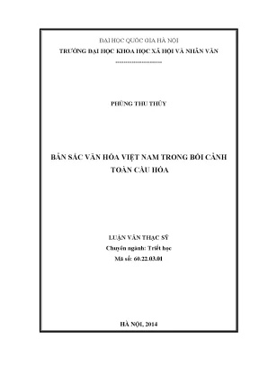 Luận văn thạc sĩ bản sắc văn hóa việt nam trong bối cảnh toàn cầu hóa