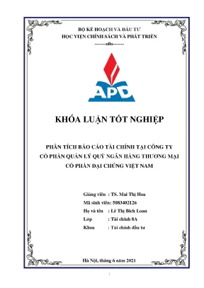 Luận văn tốt nghiệp phân tích báo cáo tài chính tại công ty cổ phần quản lý quỹ ngân hàng thương mại cổ phần đại chúng việt nam