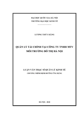 Luận văn thạc sĩ quản lý tài chính tại công ty tnhh mtv môi trường đô thị hà nội