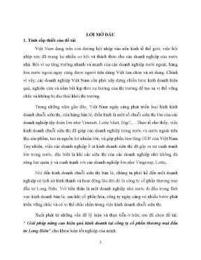 Luận văn tốt nghiệp giải pháp nâng cao hiệu quả kinh doanh tại công ty cổ phần thương mại đầu tư long biên