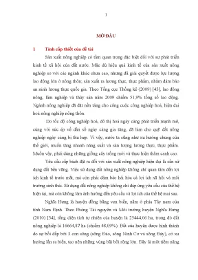 Luận án nghiên cứu sử dụng bền vững đất nông nghiệp huyện nghĩa hưng tỉnh nam định
