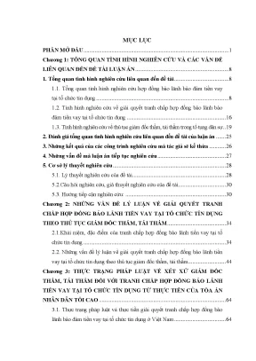 Luận án giải quyết tranh chấp hợp đồng bảo lãnh tiền vay tại tổ chức tín dụng từ thực tiễn xét xử giám đốc thẩm tái thẩm của tòa án nhân dân tối cao