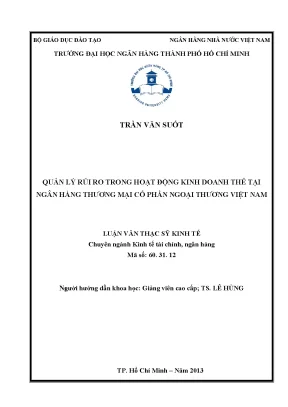Luận văn thạc sĩ quản lý rủi ro trong hoạt động kinh doanh thẻ tại ngân hàng thương mại cổ phần ngoại thương việt nam