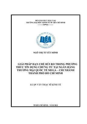 Luận văn thạc sĩ giải pháp hạn chế rủi ro trong phương thức tín dụng chứng từ tại ngân ngân hàng thương mại quốc tế mega chi nhánh thành phố hồ chí minh