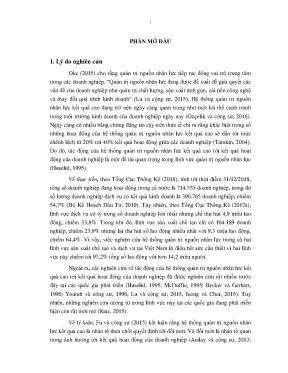 Luận án mối quan hệ giữa hệ thống quản trị nguồn nhân lực kết quả cao đổi mới và kết quả hoạt động của các doanh nghiệp tại việt nam