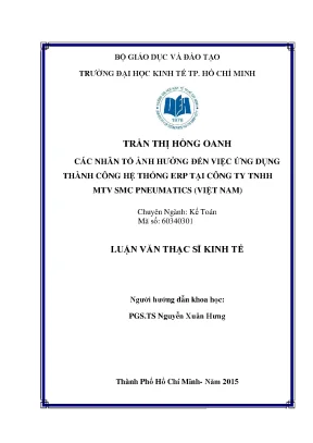 Luận văn thạc sĩ các nhân tố ảnh hưởng đến việc ứng dụng thành công hệ thống erp tại công ty tnhh mtv pneumatics việt nam