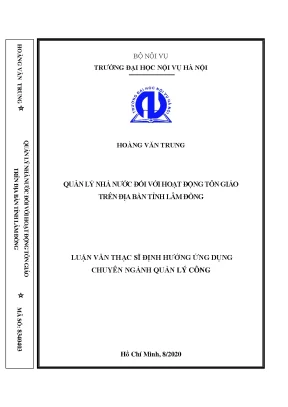 Luận văn thạc sĩ quản lý nhà nước đối với hoạt động tôn giáo trên địa bàn tỉnh lâm đồng