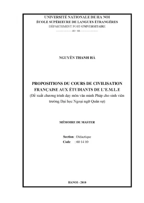 Luận văn thạc sĩ propositions du cours de civilisation française aux étudiants de le m l e